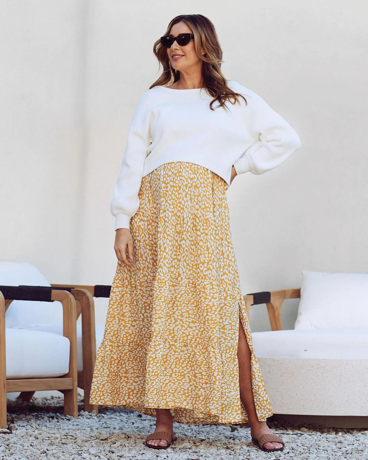 Chelsea Maternity Ruffled Maxi Dress