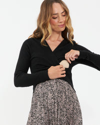 Florence Pleat Skirt Black / Dusty Pink