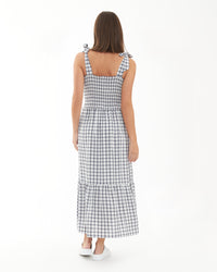 Phoebe Smocked Dress White / Navy