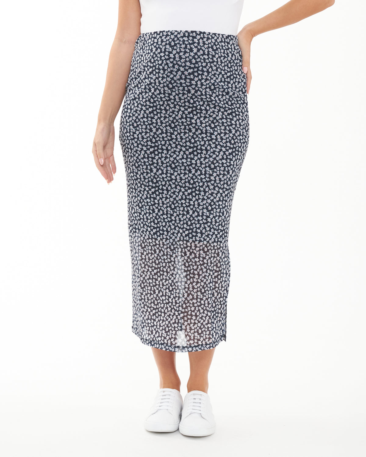 Kara Mesh Skirt Navy / White