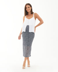 Kara Mesh Skirt Navy / White