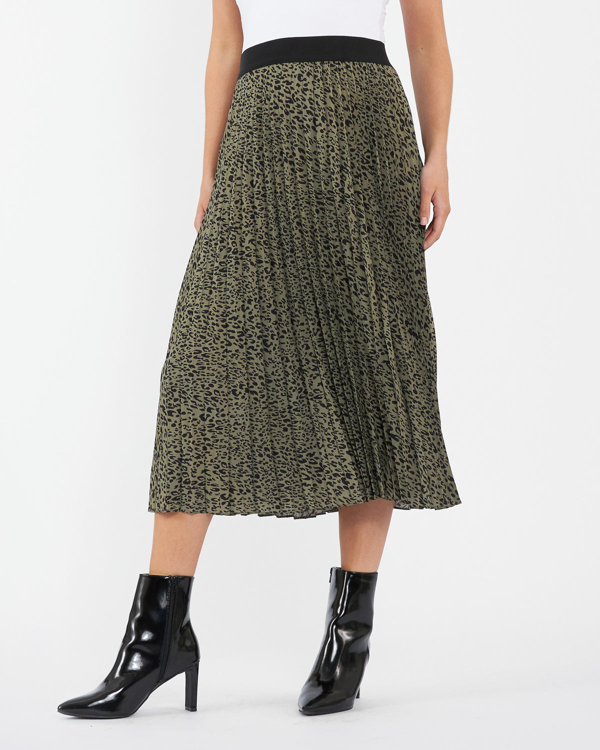 Cleo Pleat Skirt - Khaki