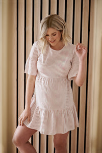 Tori Tiered Dress Dusty Pink / White