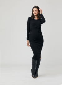 Tilly Rib Long Sleeve Dress Black