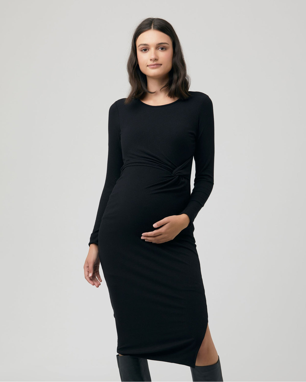 Tilly Rib Long Sleeve Dress Black