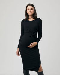 Tilly Rib Long Sleeve Dress Black