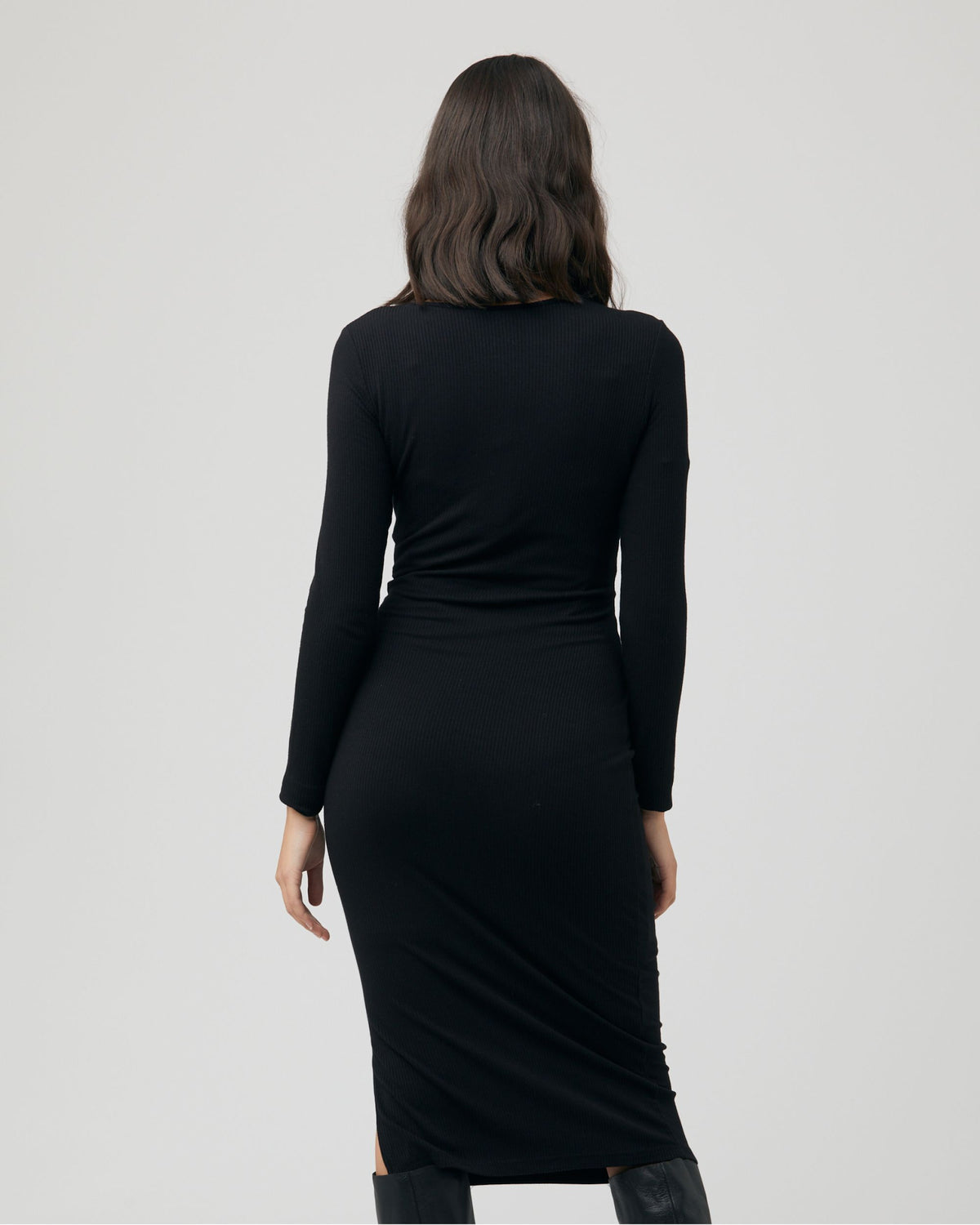 Tilly Rib Long Sleeve Dress Black