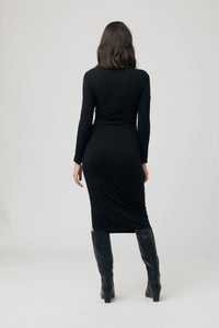 Tilly Rib Long Sleeve Dress Black