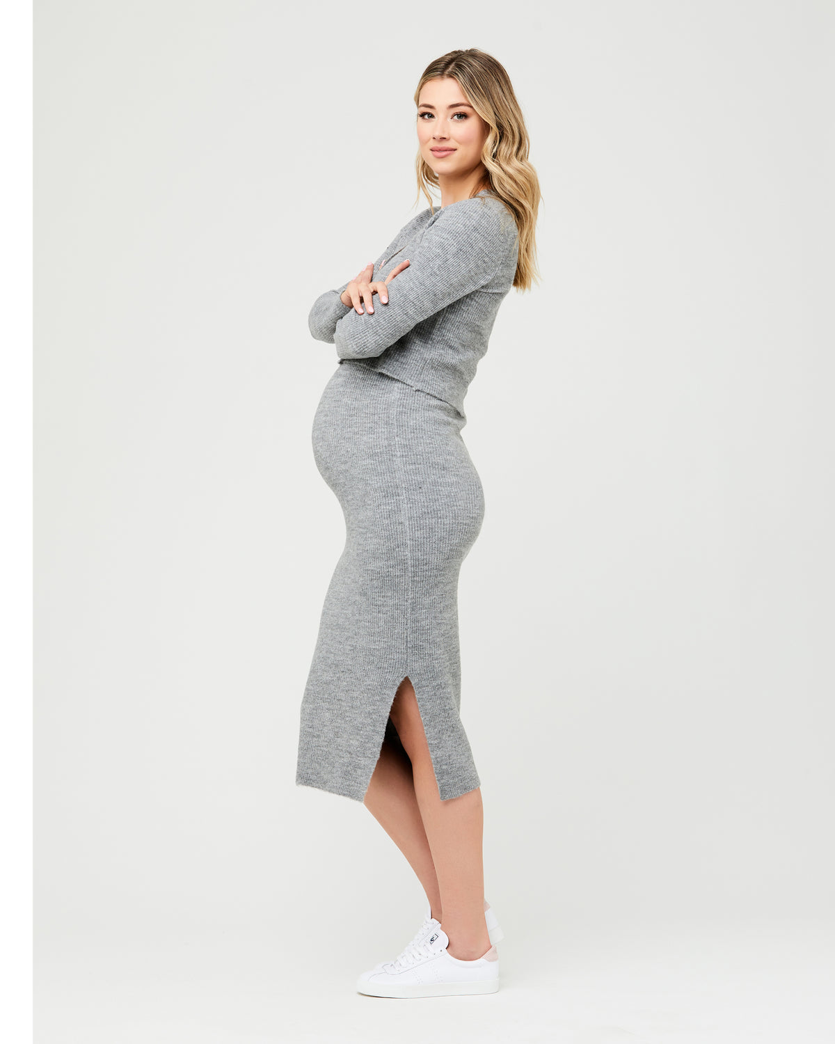 Trixie Crop Cardigan Charcoal Marle