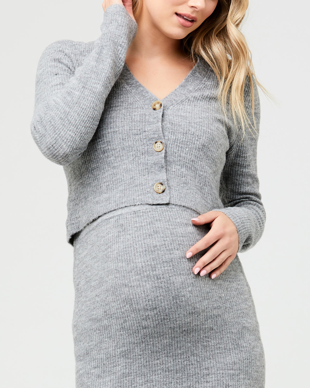Trixie Crop Cardigan Charcoal Marle