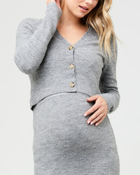 Trixie Crop Cardigan Charcoal Marle