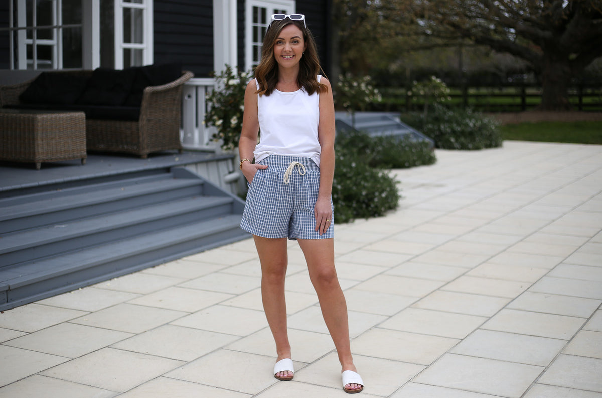 Maggie Shorts by Addison Clothing - Blue Gingham