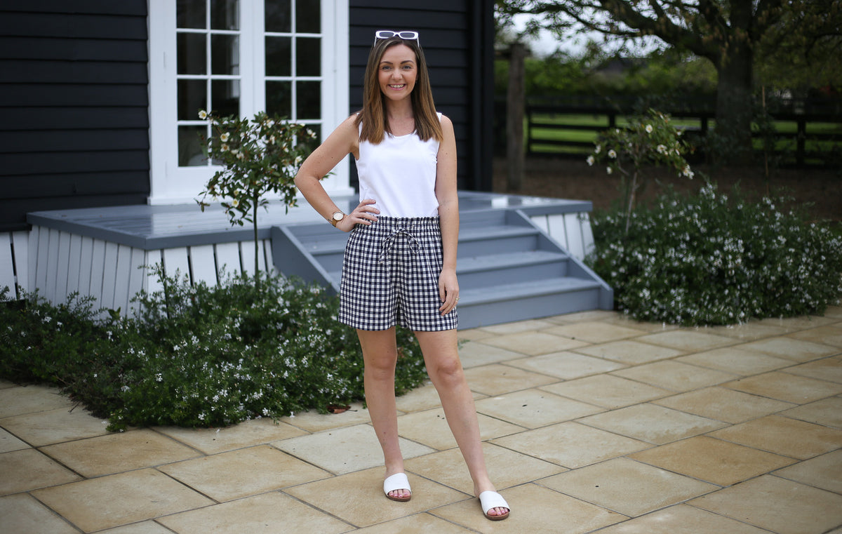 Matilda Shorts by Addison Clothing - Navy Gingham