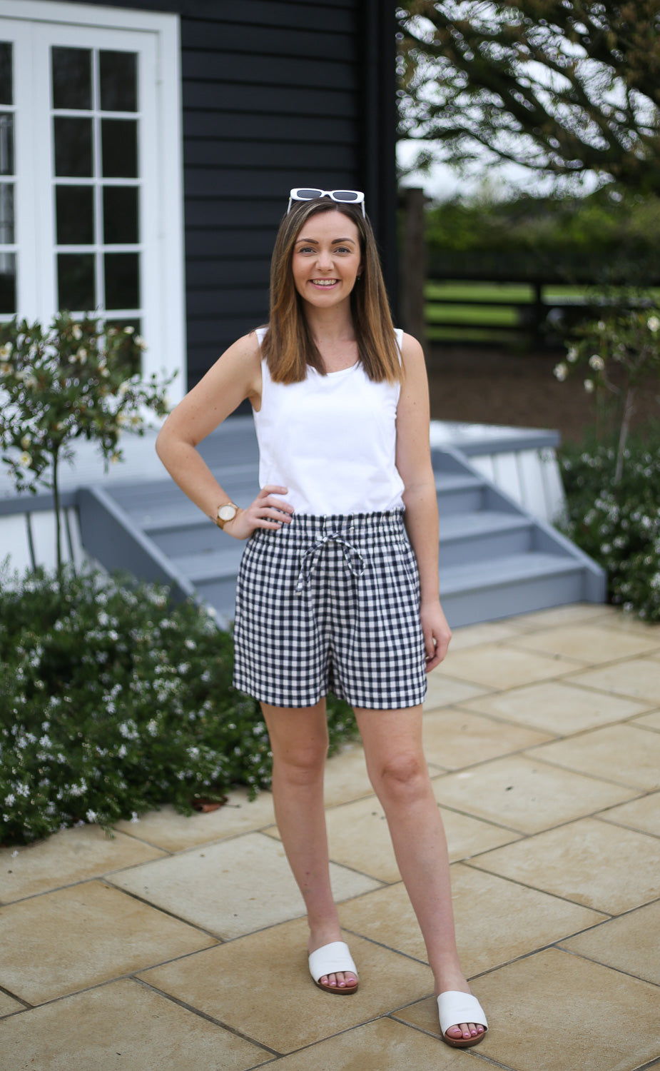 Matilda Shorts by Addison Clothing - Navy Gingham