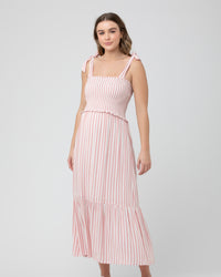 Ollie Smocked Dress Terracotta / White