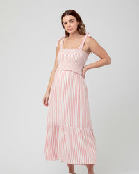 Ollie Smocked Dress Terracotta / White