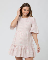 Tori Tiered Dress Dusty Pink / White
