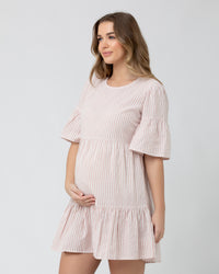 Tori Tiered Dress Dusty Pink / White