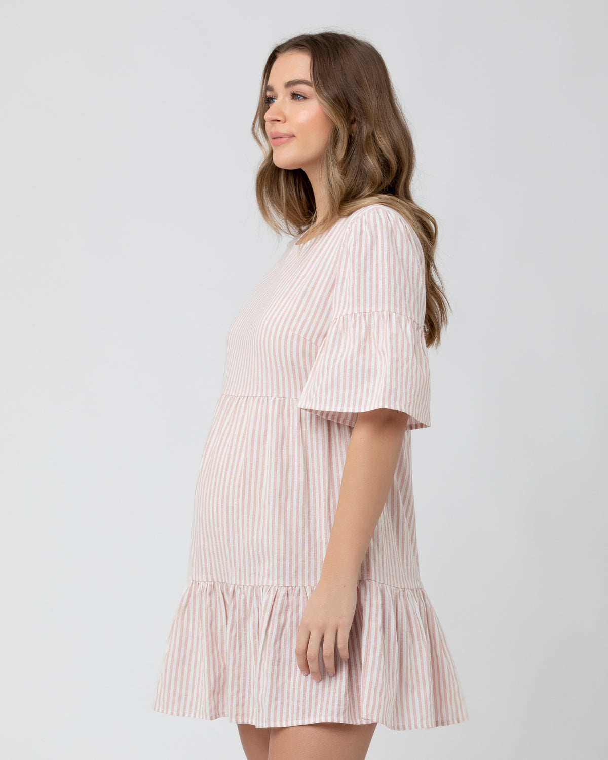 Tori Tiered Dress Dusty Pink / White