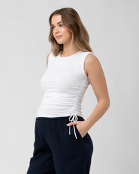 Jodie Ruched Rib Tank White
