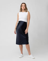 Jodie Ruched Rib Tank White