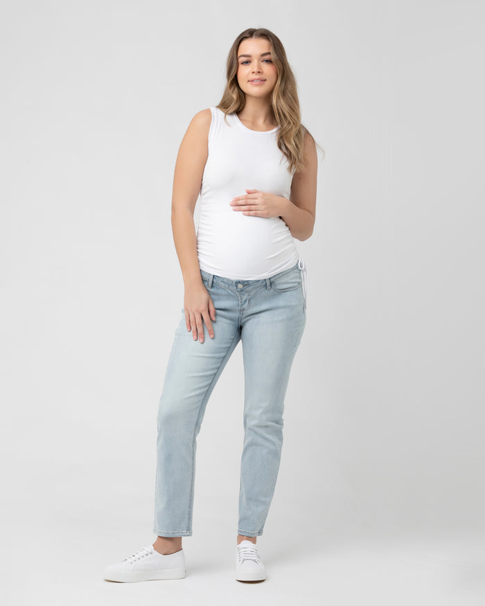 Jodie Ruched Rib Tank White