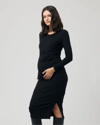 Tilly Rib Long Sleeve Dress Black