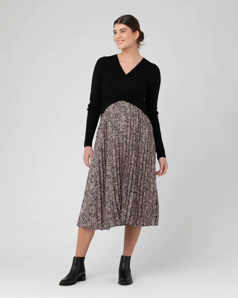 Florence Pleat Skirt Black / Dusty Pink