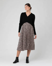 Florence Pleat Skirt Black / Dusty Pink