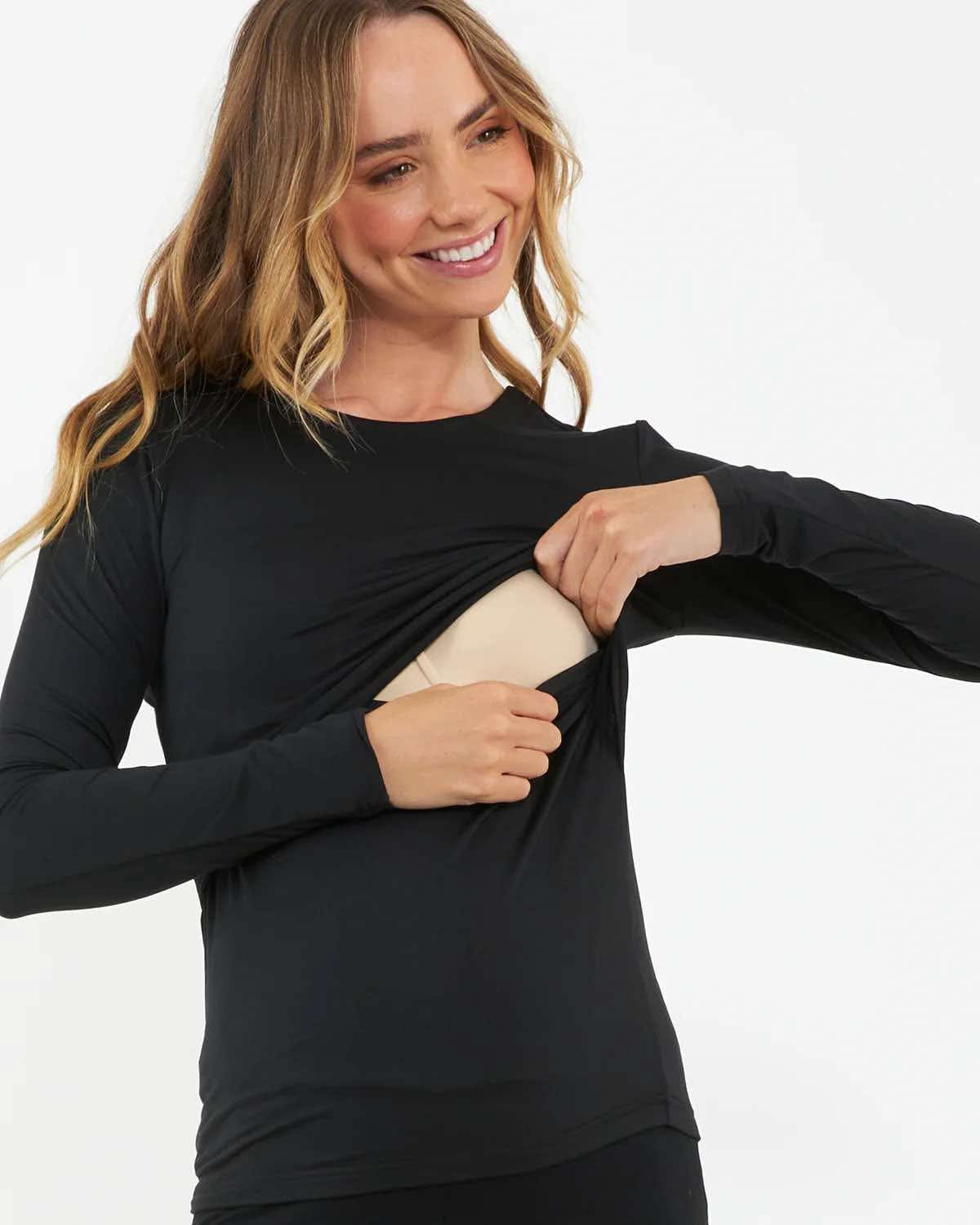 Luxe Knit Nursing Top Black