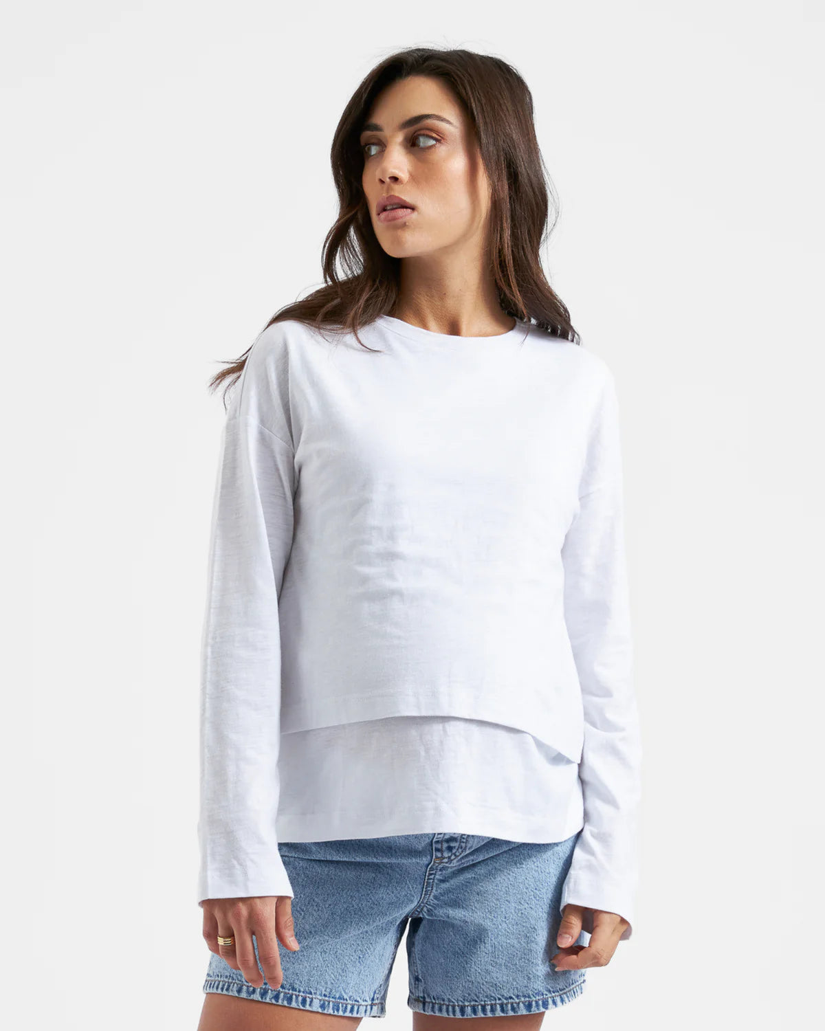 Claud Long Sleeve Nursing Top White