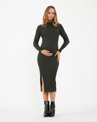 Nella Rib Nursing Knit Dress - Ivy