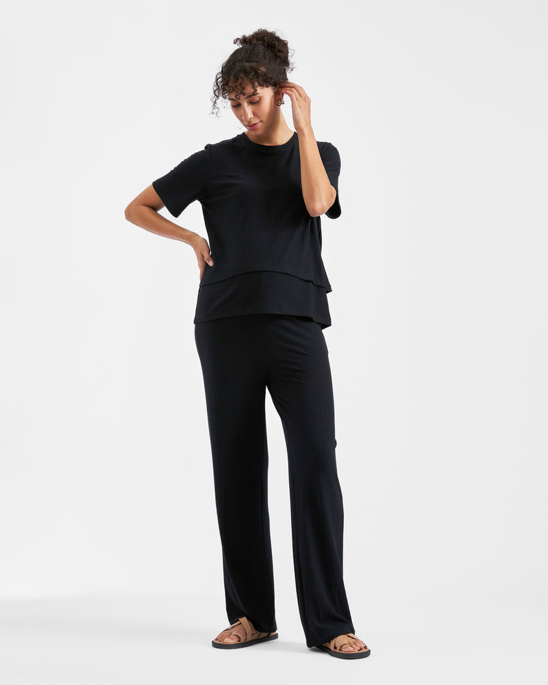 Cindy Rib Pant Black