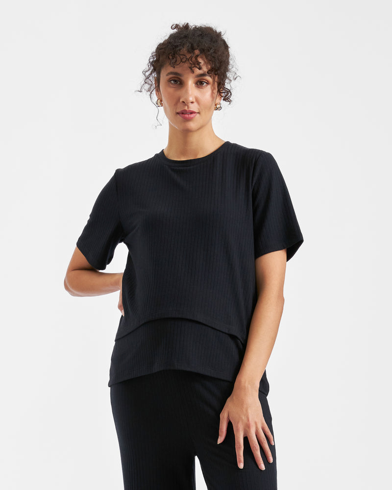 Mike Rib Nursing Top Black