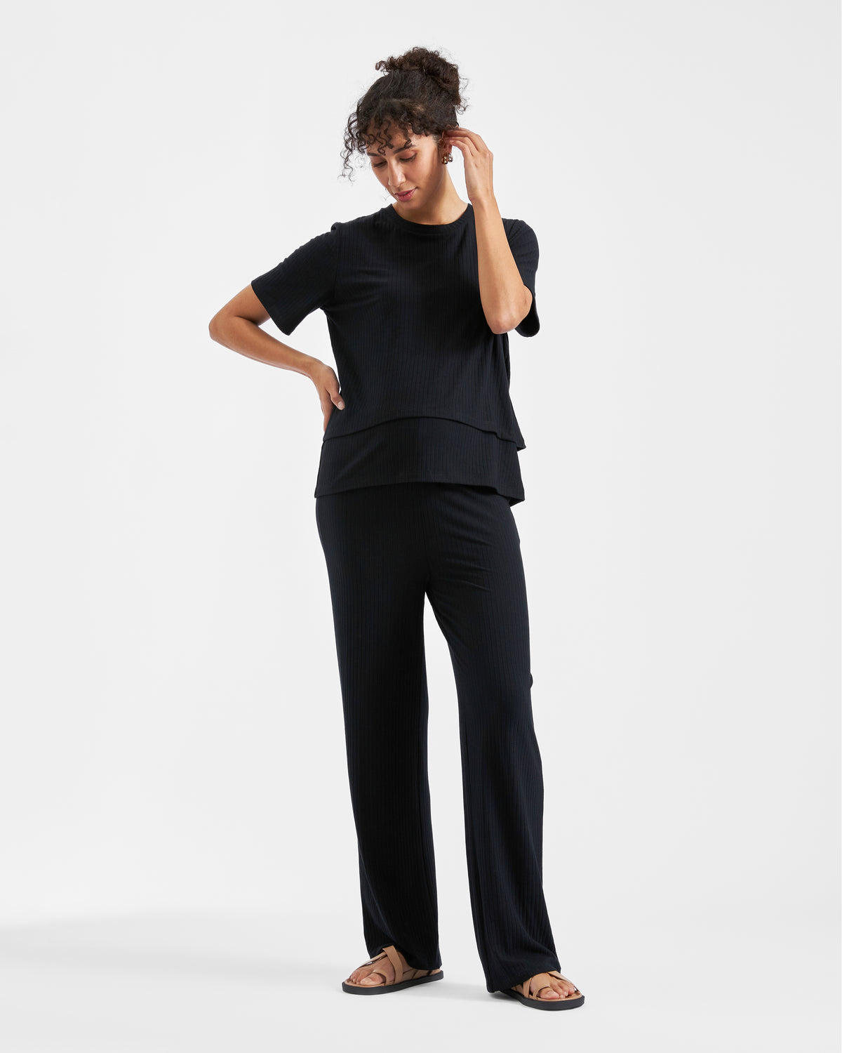 Mike Rib Nursing Top Black