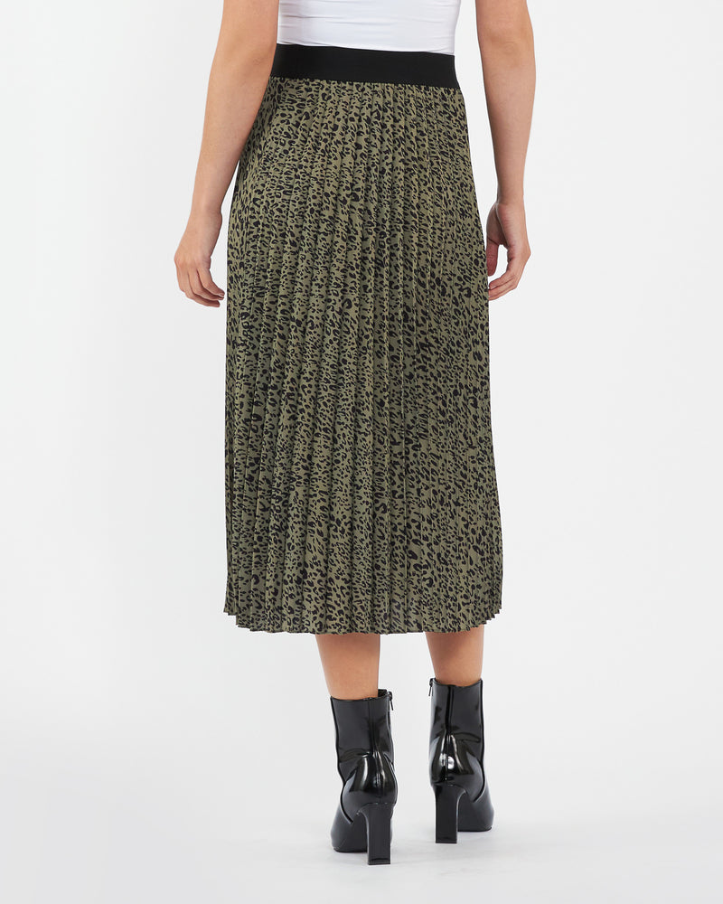 Cleo Pleat Skirt - Khaki