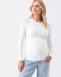 Luxe Knit Nursing Top White