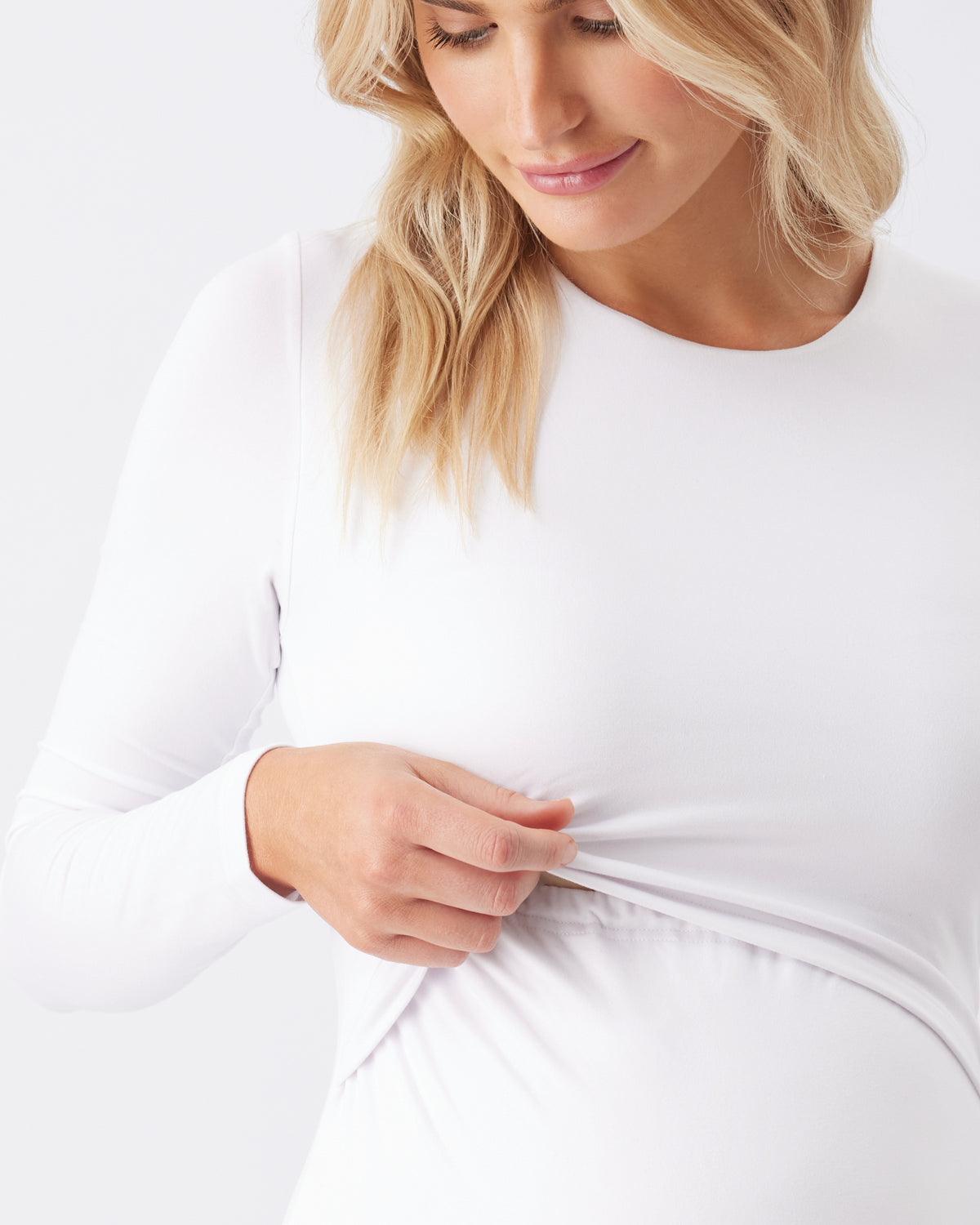 Luxe Knit Nursing Top White