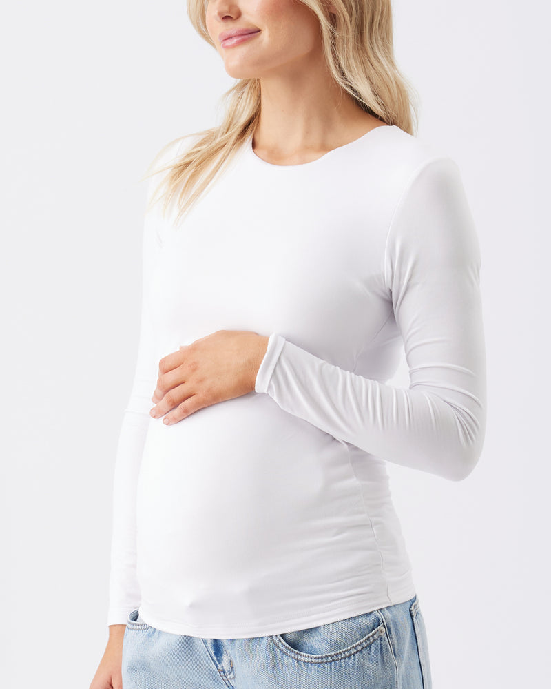 Luxe Knit Nursing Top White