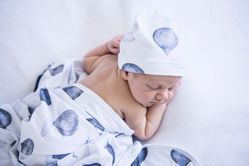 Cloud Chaser I Baby Jersey Wrap & Beanie Set