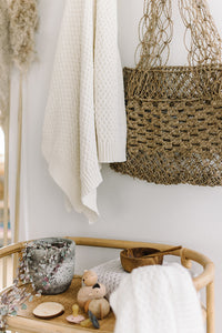 Cream Diamond Knit Baby Blanket