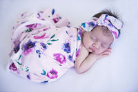 Floral Kiss I Baby Jersey Wrap & Topknot Set