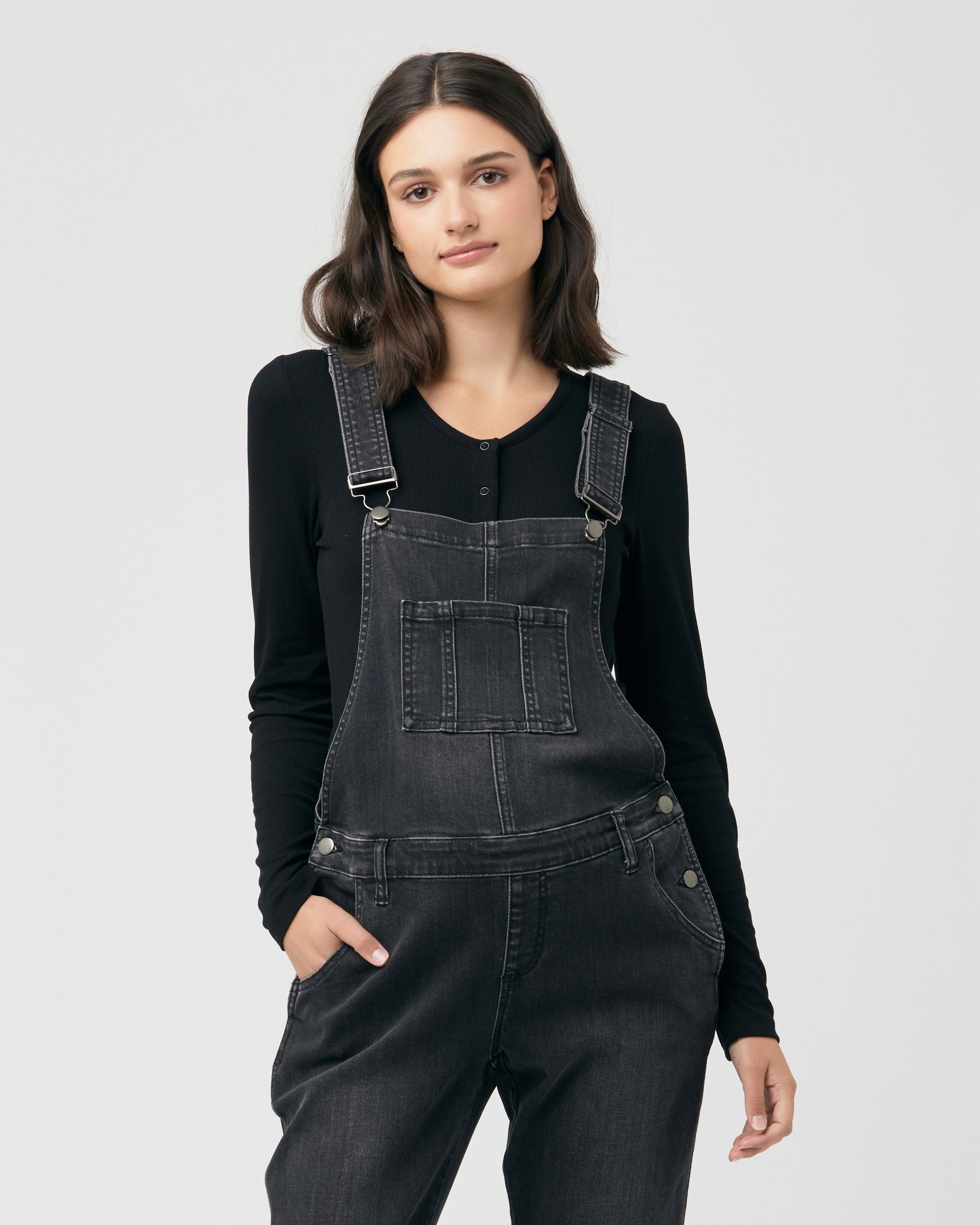Keep Looking Up Black Overalls – Pink Lily