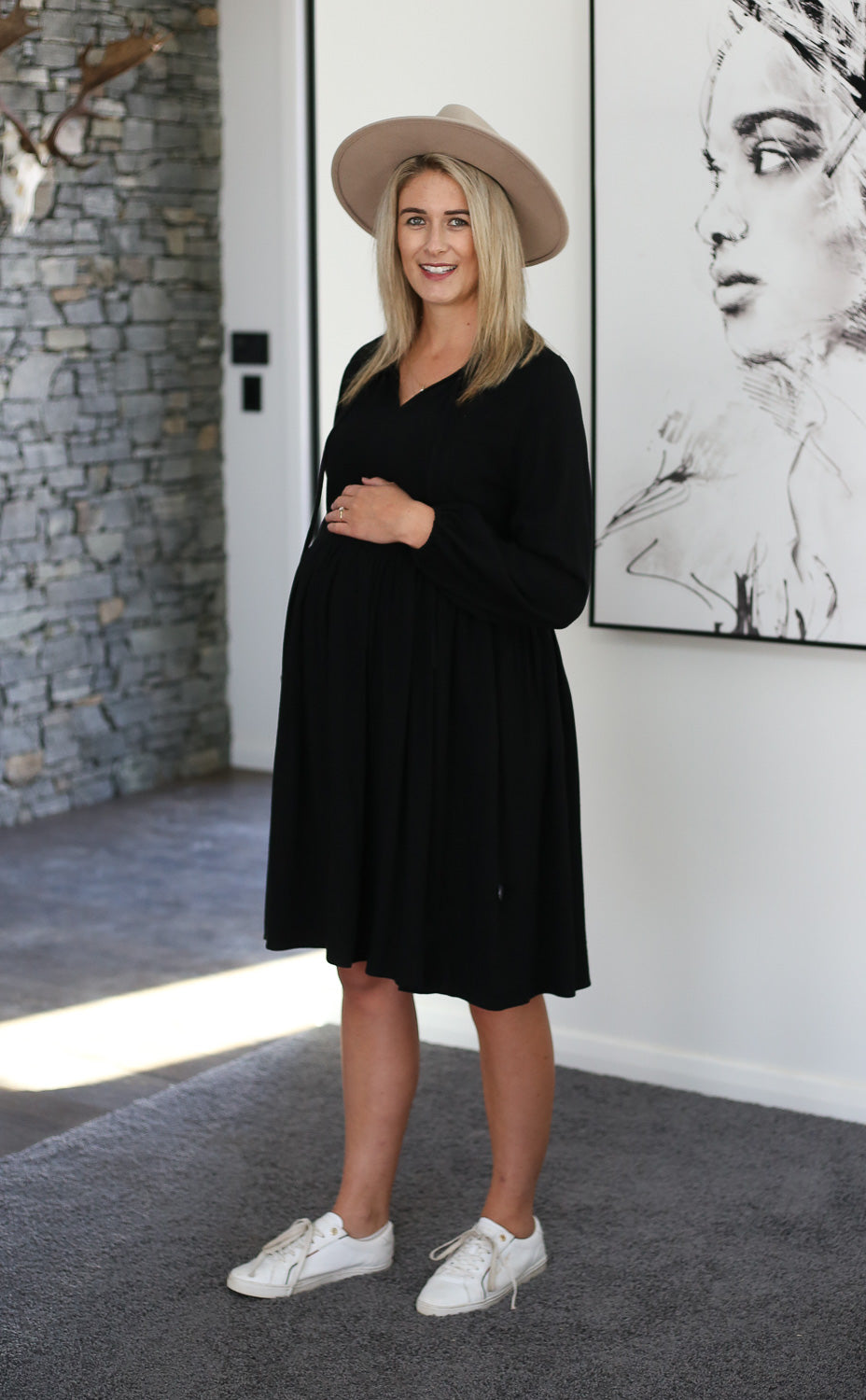 Chloe Breastfeeding Dress (Black) by Addison Clothing