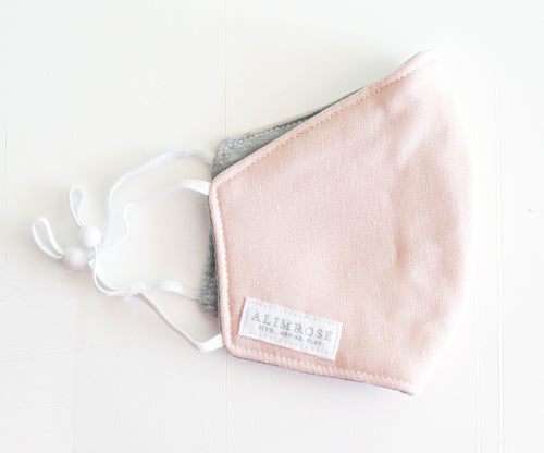 CHILD - 3 Layer Face Mask - Pink Linen