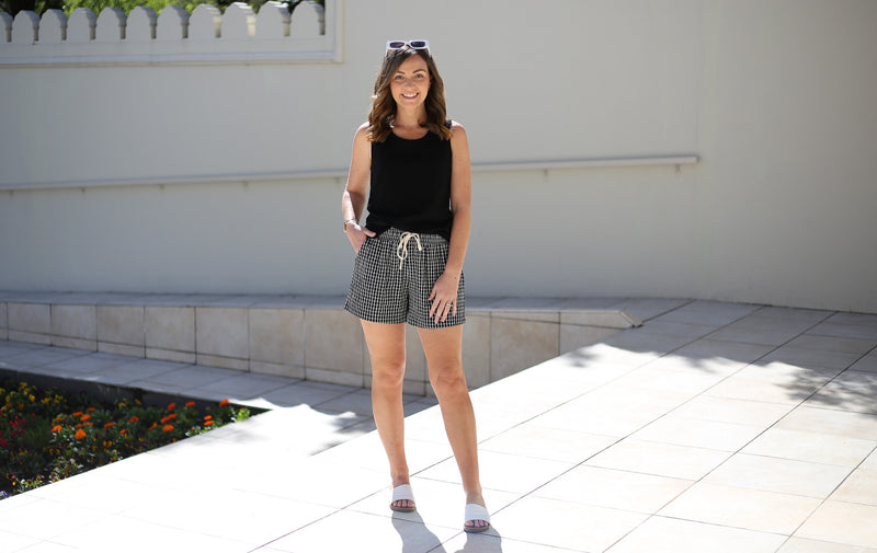 Maggie Shorts by Addison Clothing - Black Gingham