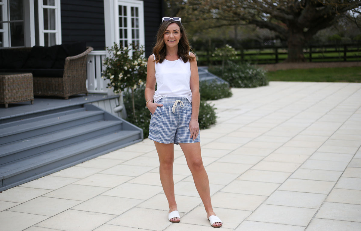 Maggie Shorts by Addison Clothing - Blue Gingham