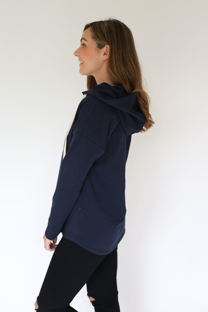 Saskia Hooded Top by Addison Clothing - Navy