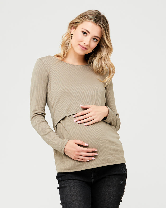 Tessa Rib Nursing Top Olive