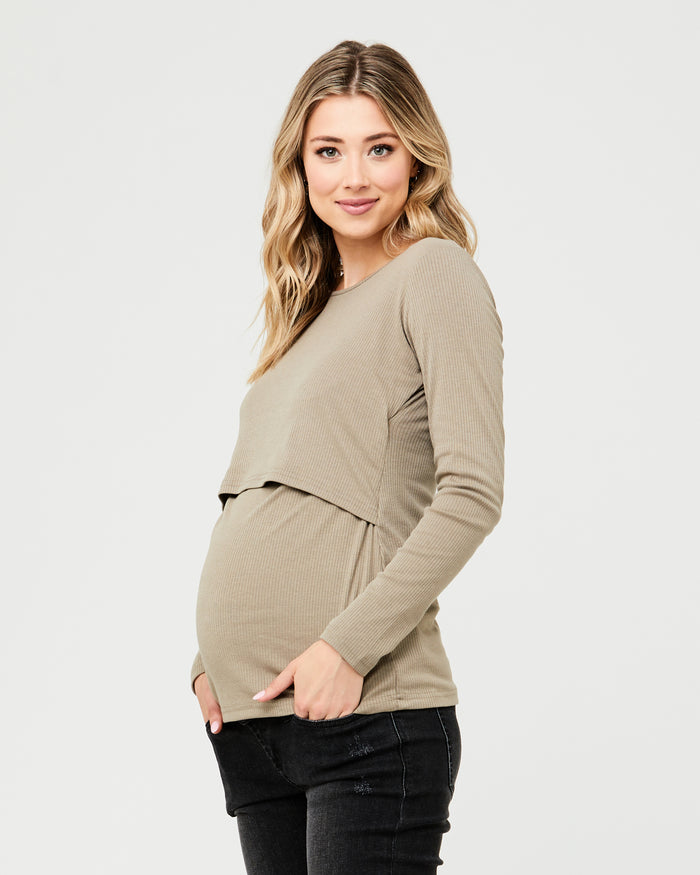 Tessa Rib Nursing Top Olive